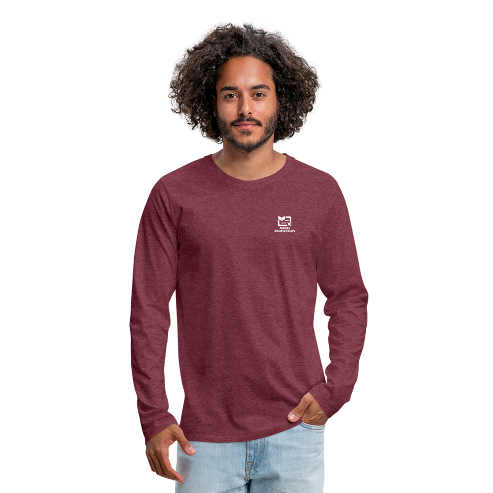 Männer Premium Langarmshirt - Bordeauxrot meliert