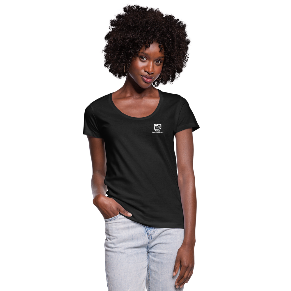Frauen T-Shirt mit U-Ausschnitt - Schwarz