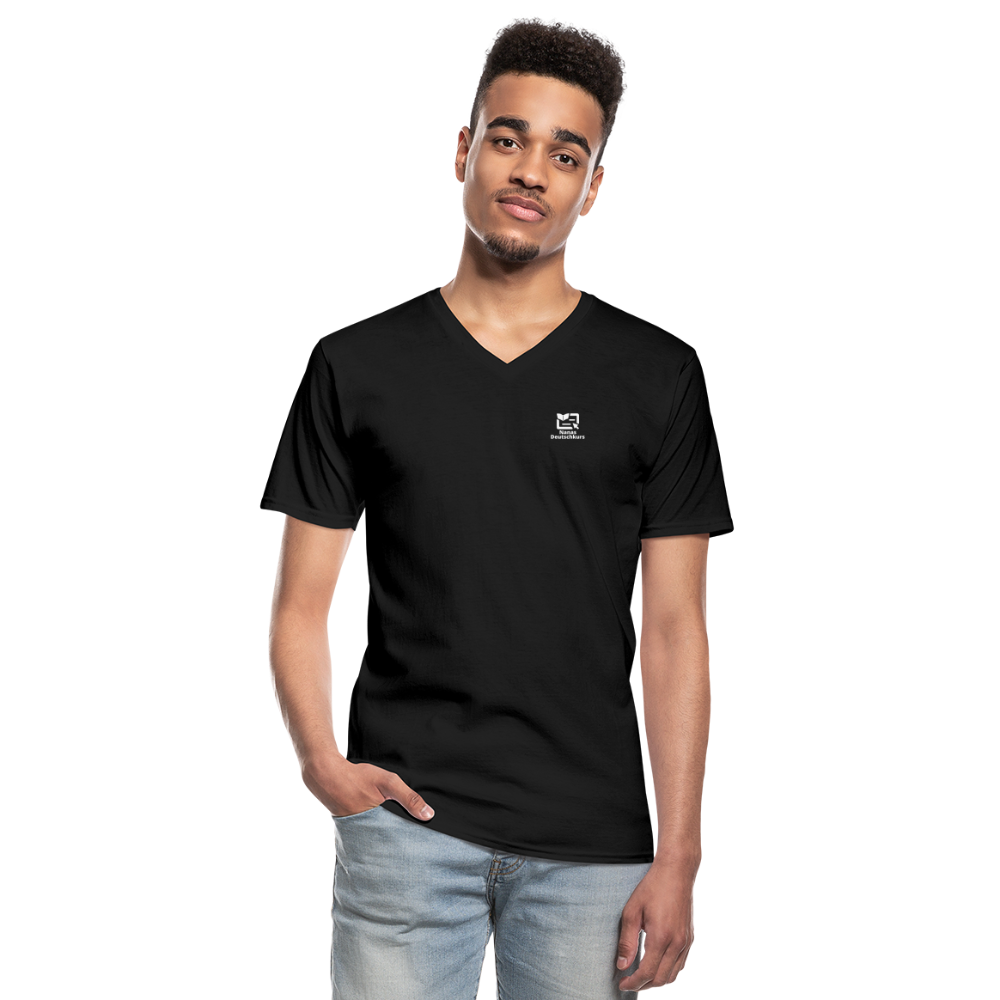 Klassisches Männer-T-Shirt mit V-Ausschnitt - Schwarz